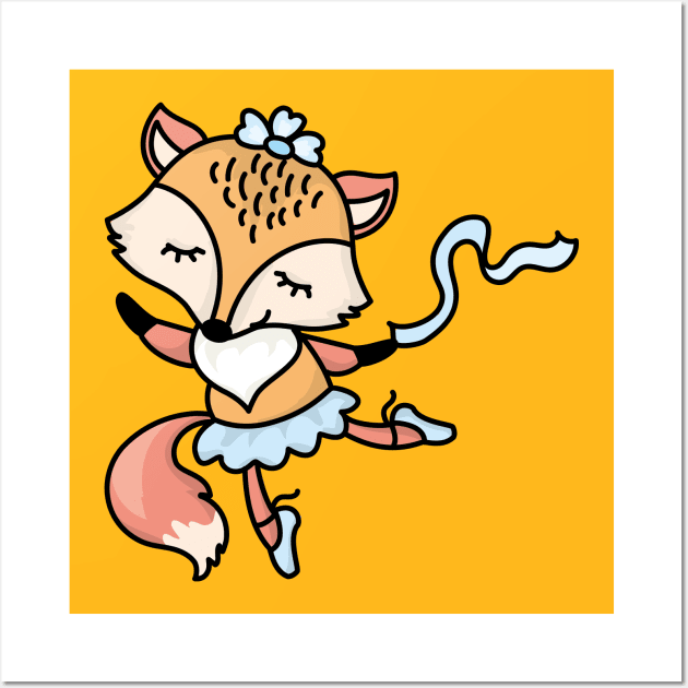 Cute Fox girl ballet dancer Wall Art by naum